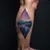 Geometric Sea Life Calf Tattoos: Blue & Purple Designs