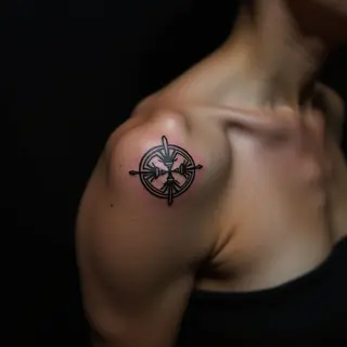 Shoulder Norse Symbol Tattoos: Minimal Linework Designs
