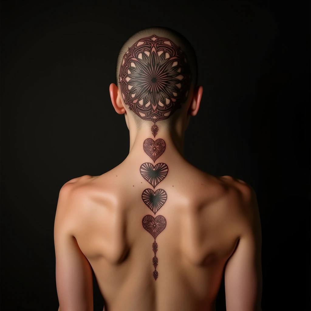 Sister Tattoos: Three Hearts in Mandala Design