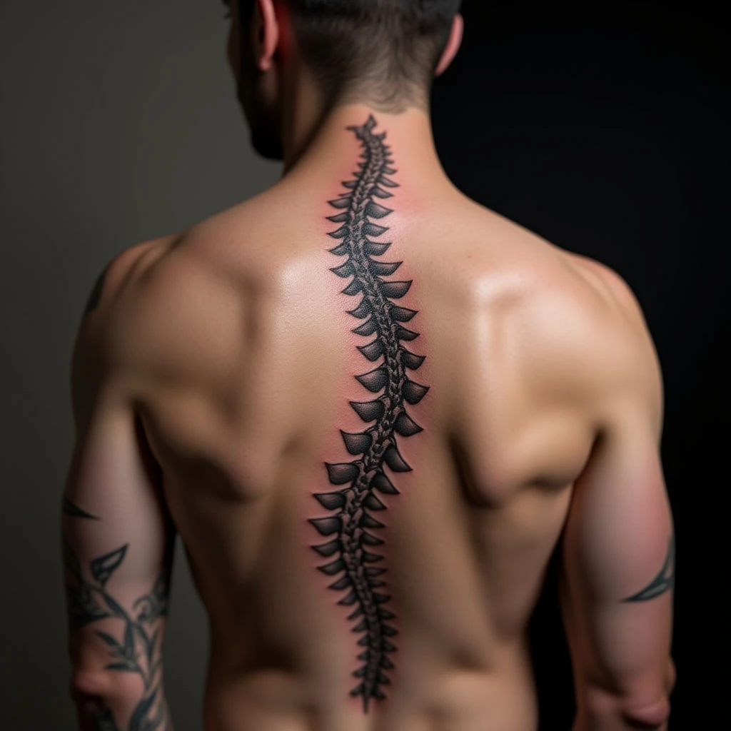 Small Geometric Spine Tattoos for Men