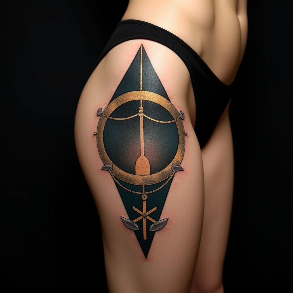 Surreal Geometric Tattoos for Best Friends on Your Thigh