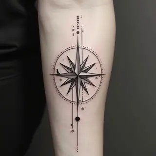 Geometric Compass Tattoo: A Journey in Fine Lines