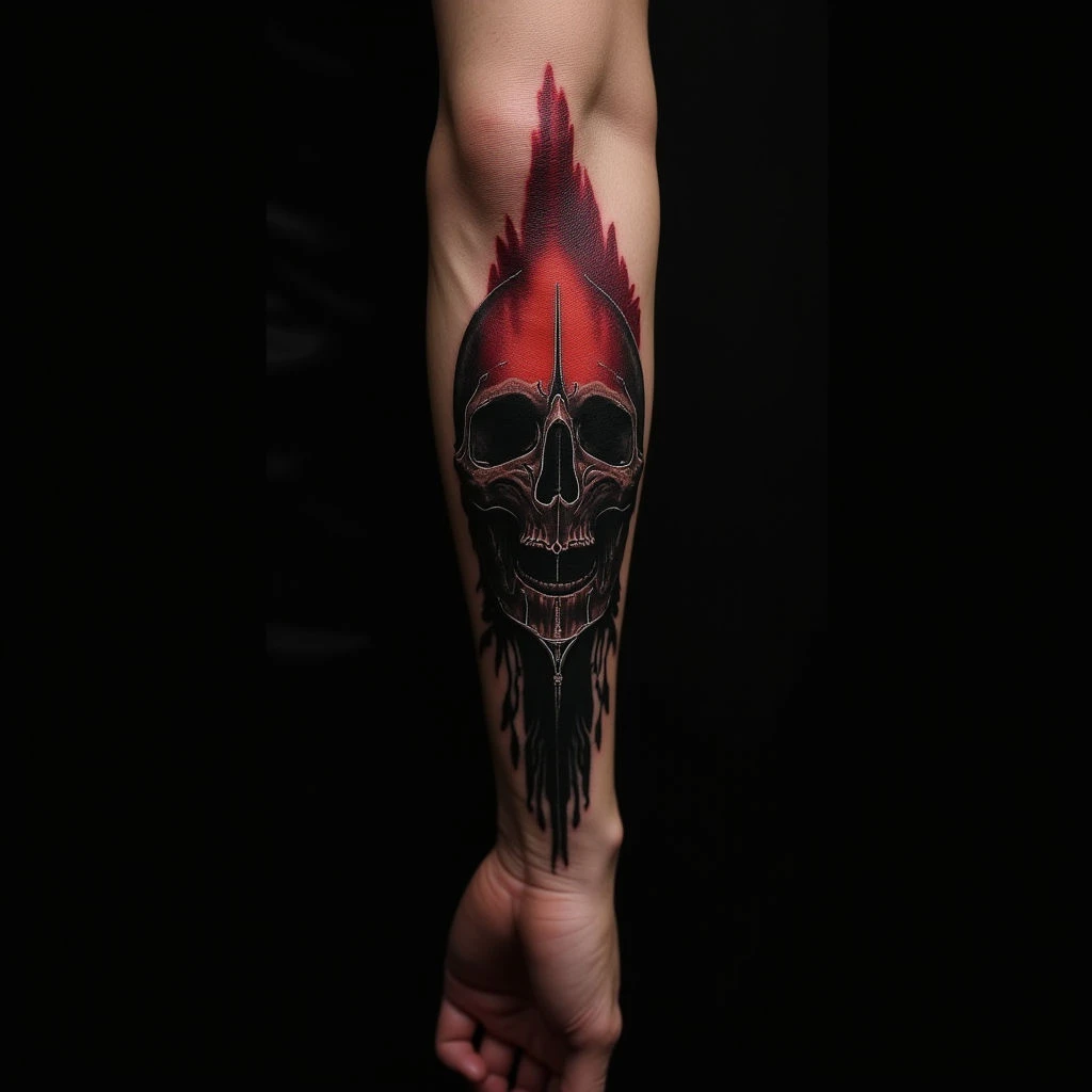 Small Biomechanical Head Tattoos for Men: Geometric Designs