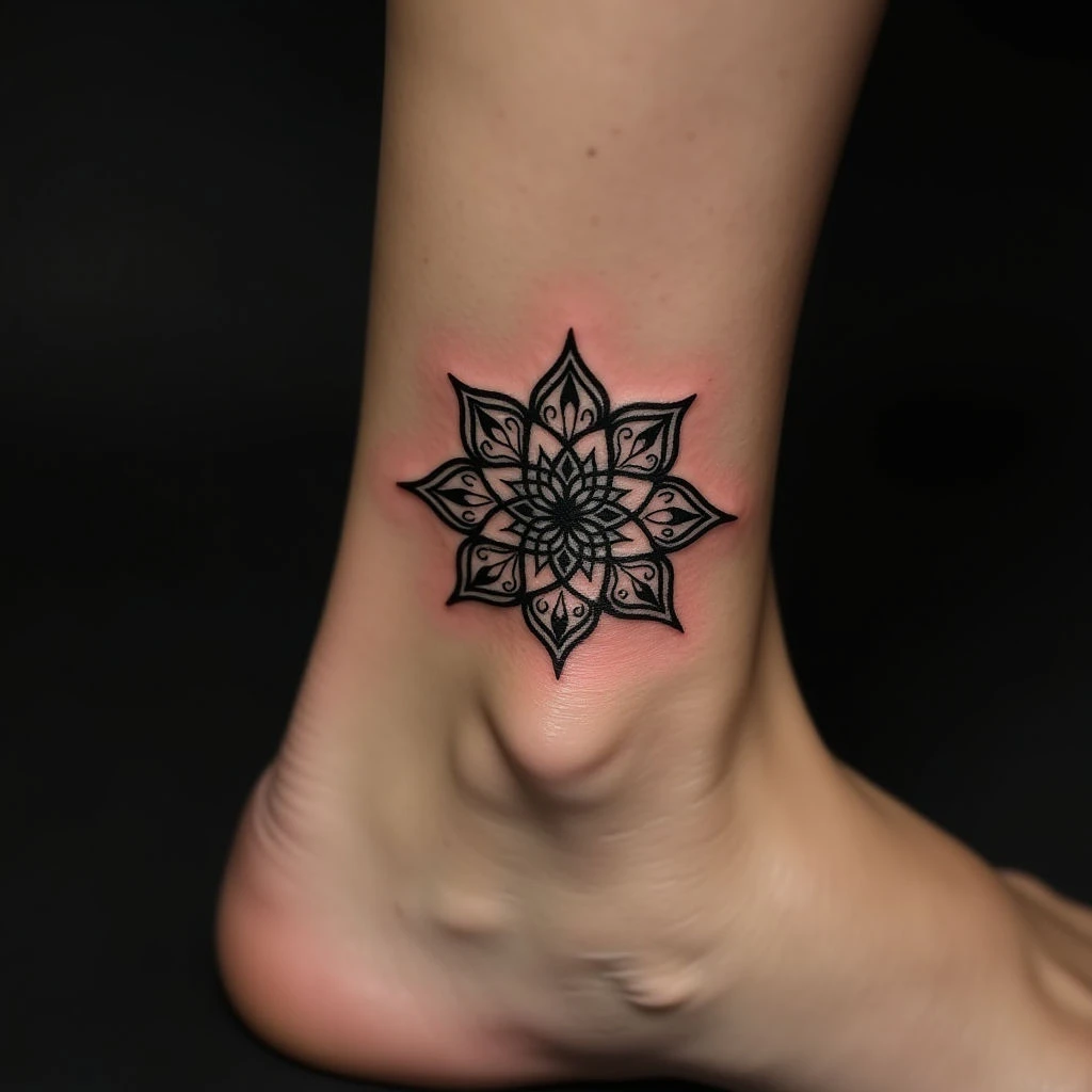 Delicate Celtic Knot Ankle Tattoos: Mandala Inspired Designs