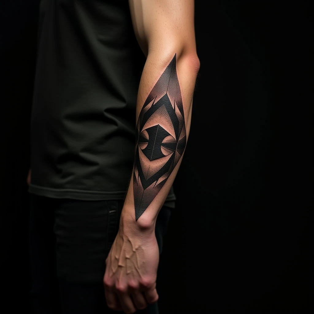 Small Geometric Tattoos For Men's Forearm: Minimalist Micro-Realism