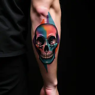 Bold Trash Polka Geometric Head Tattoos for Men: Inspiring Designs