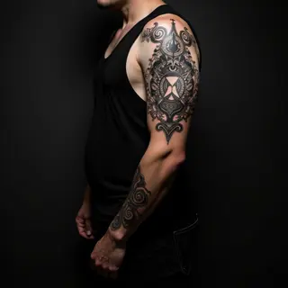 Stunning Geometric Tattoos for the Stomach – Black & Grey Designs