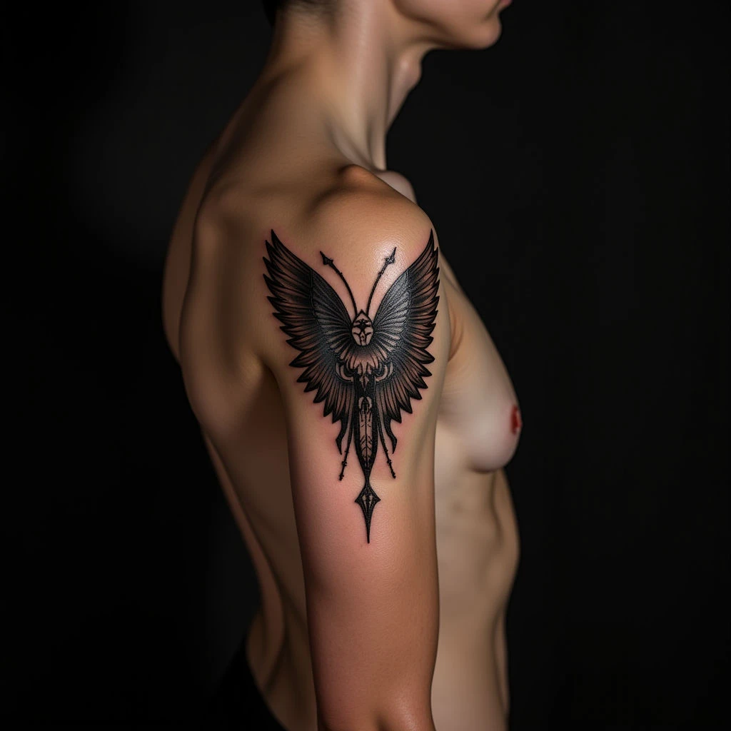 Delicate Gothic Geometric Tattoos for the Collarbone