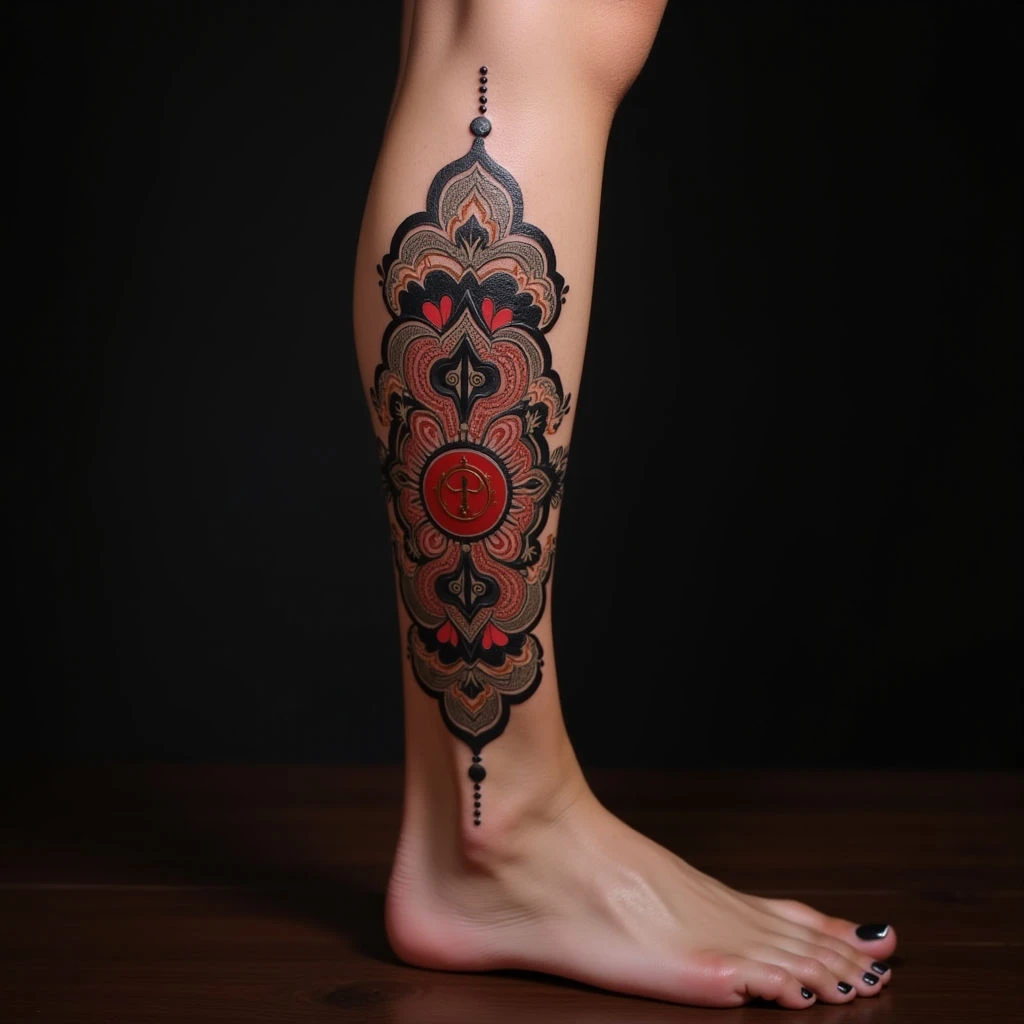 Geometric Calf Tattoos in Japanese Style: Beginner-Friendly Designs