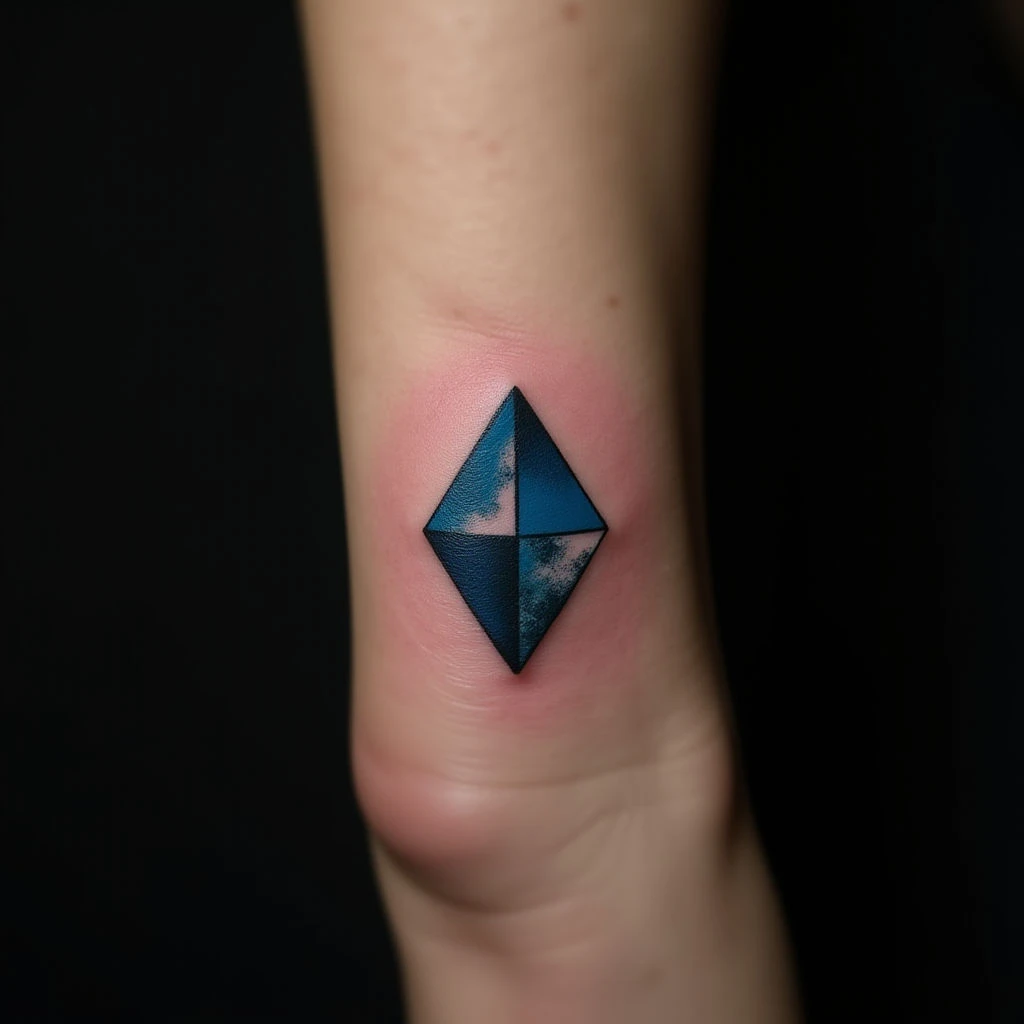 Blue Diamond Hand Tattoos: Old School Geometric Style