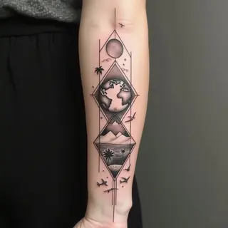 Wanderlust: A Geometric Journey Tattoo Design