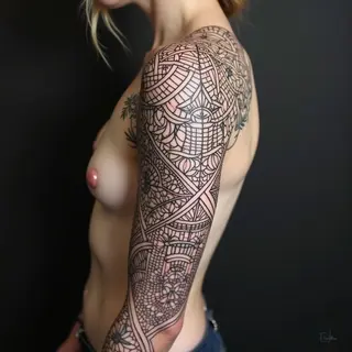 Intricate Geometric Sleeve Tattoo Design