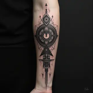 Geometric and Symbolic Forearm Tattoo