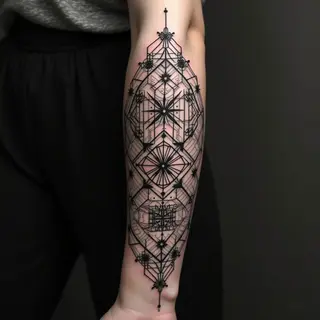 Intricate Geometric Sleeve Tattoo Design