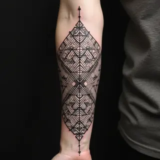 Geometric Harmony: A Blackwork Forearm Tattoo