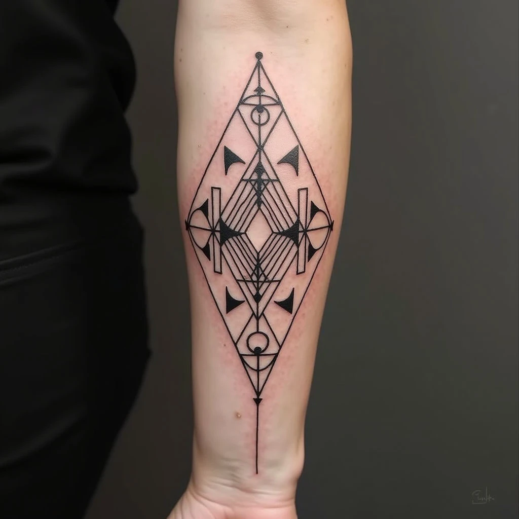 Geometric Forearm Tattoo: A Study in Symmetry and Line