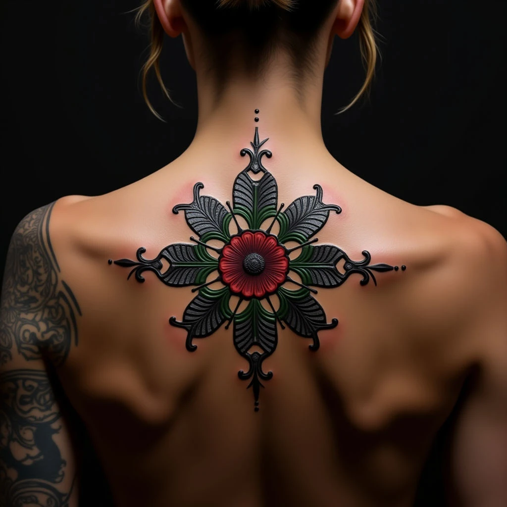 Simple & Beautiful Mehndi Tattoo Design for Girls' Back Hand