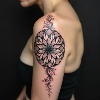Geometric Sacred Geometry Tattoo on Shoulder