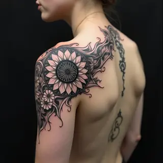 Geometric Sacred Geometry Tattoo on Shoulder