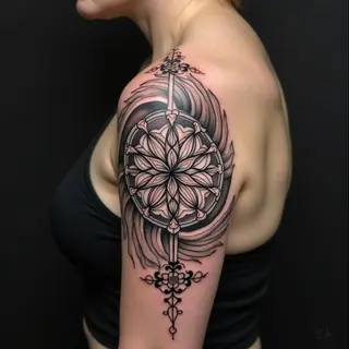 Geometric Flower of Life Tattoo Design