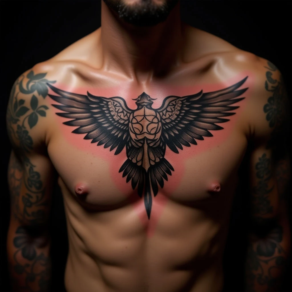 Trippy Geometric Sternum Tattoos: Small, Colorful & Mind-Bending!