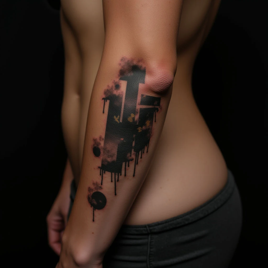 Delicate Trash Polka Rib Tattoo for Women: Geometric Elegance