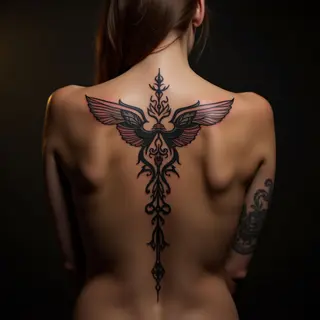 Majestic Geometric Water Tattoo Design for Your Back
