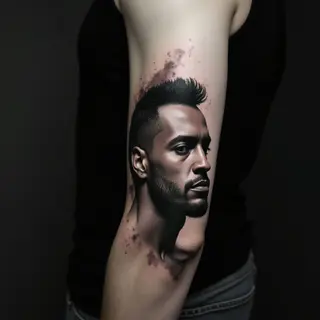 XXL Grayscale Geometric Face Tattoos for Men