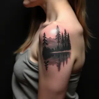 Geometric Water Tattoos for Your Shoulder: Black & Grey Inspiration