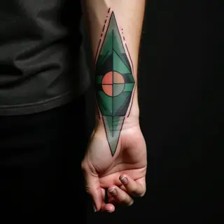 Large Green Geometric Wrist Tattoo for Men: Inspiration & Ideas