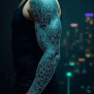 Good Arm Tattoo Ideas for Men: Cyberpunk Visions