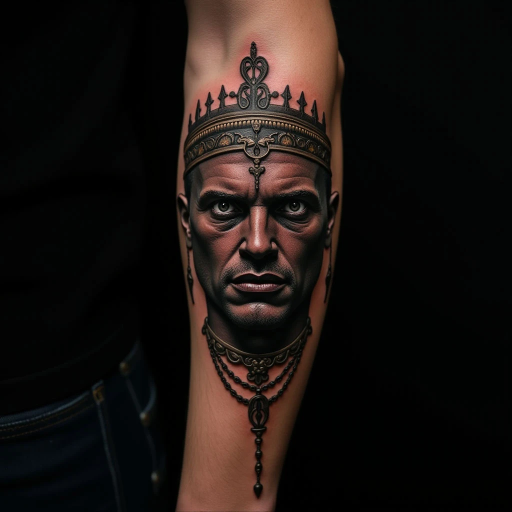 Small Gothic Face Tattoos for Men: Bronze & Meaningful Designs