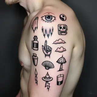 Trippy Flash Tattoo Collection: A Whimsical Assemblage