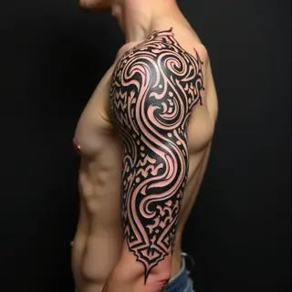 Intricate Tribal Half Sleeve Tattoo Design