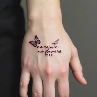 Delicate Hand Tattoos: Butterflies and Script