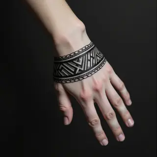 Geometric Tribal Band Tattoo on Hand