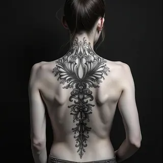 Detailed Blackwork Tattoo Design on Neck and Hands