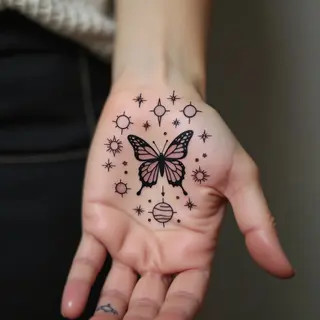 Celestial Hand Tattoo: A Delicate Universe