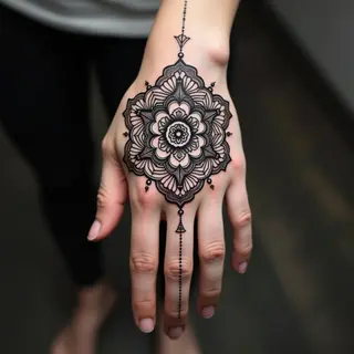 Geometric Hand Tattoo: A Study in Lines and Form