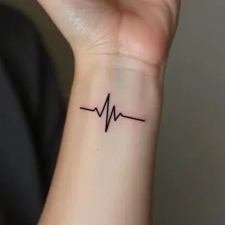 Delicate Heartbeat Line Tattoo on Wrist