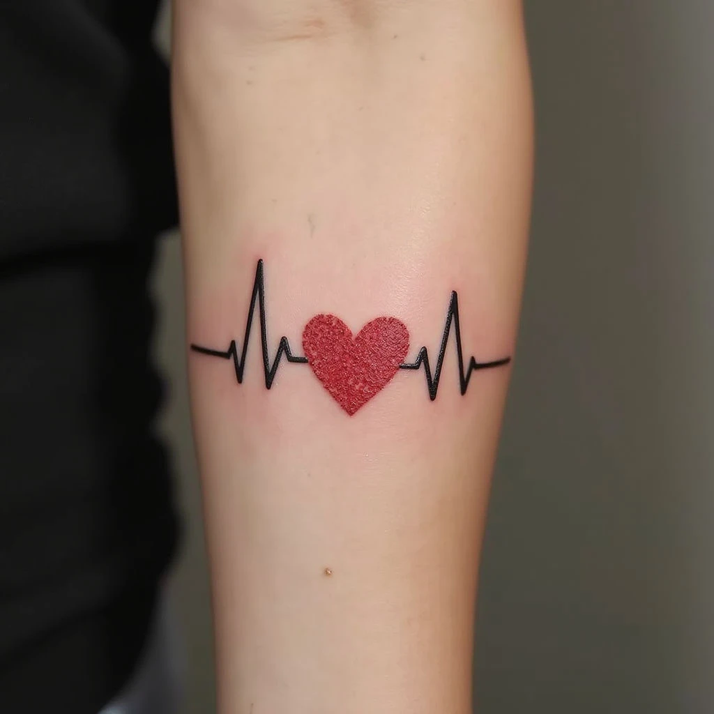 Minimalist Heartbeat Tattoo Design