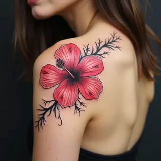 Hibiscus Bloom on the Shoulder: A Study in Floral Artistry