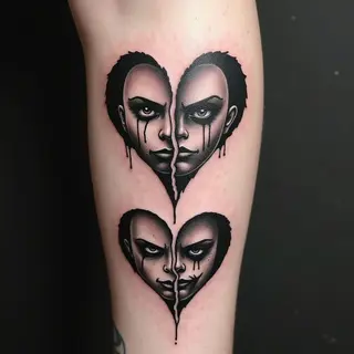 Horror Flash Tattoo Designs: Fractured Hearts
