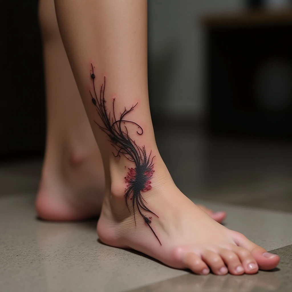 Dreamy Abstract Foot Tattoo for Your Little Girl