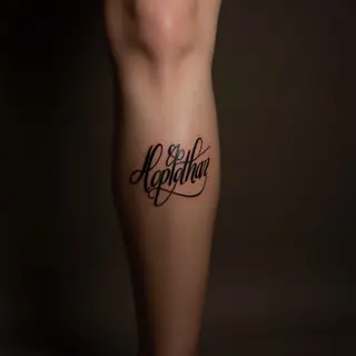 Golden Calligraphy Baby Tattoo Ideas for Girls