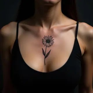 Simple Flower Tattoos for Women on the Chest