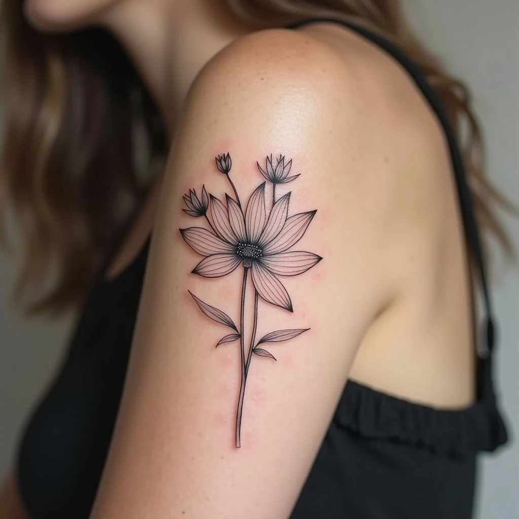 Delicate Floral Tattoo: Inner Bicep Design Inspiration