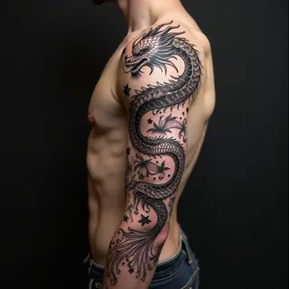 Majestic Dragon and Koi Sleeve: A Traditional Irezumi Masterpiece