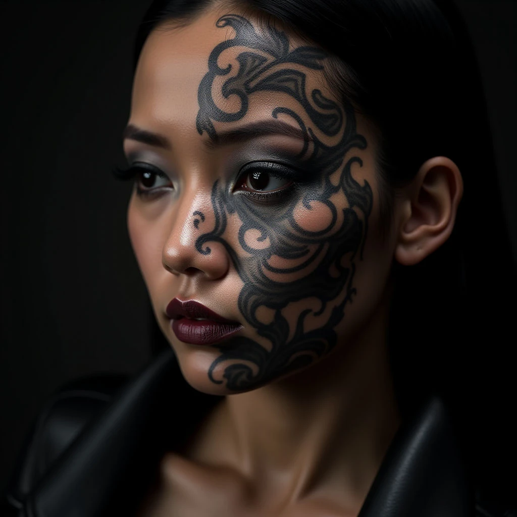 Dark Gothic Japanese Face Tattoos: Small & Striking Designs