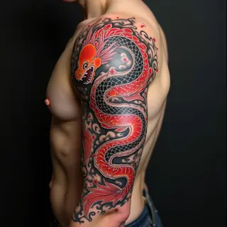 Majestic Dragon and Koi Irezumi Sleeve